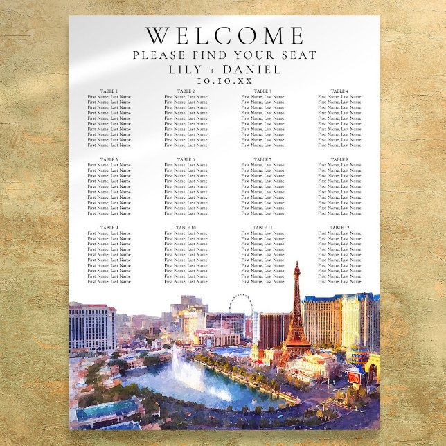 Las Vegas Nevada Akvarell Bröllopsställningsdiagra Poster (Skapare uppladdad)