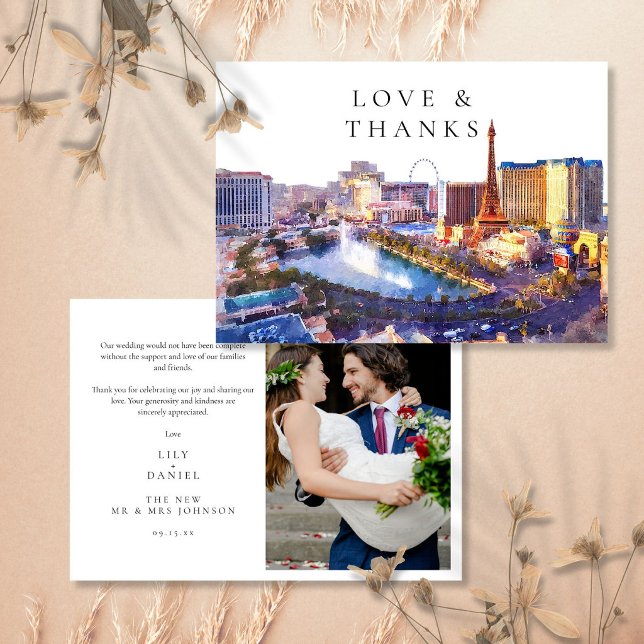 Las Vegas Nevada Bröllopsfoto Tack Kort (Las Vegas Nevada Wedding Photo Thank You Card)