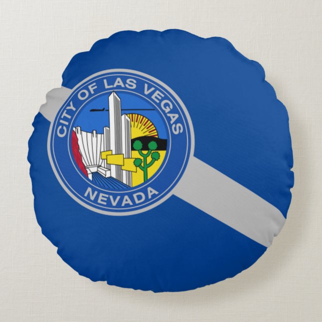 Las Vegas (Nevada) City flagga Rund Kudde (Framsidan)