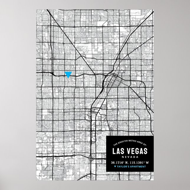 Las Vegas, Nevada City Karta + markera din plats Poster (Framsidan)