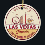 Las Vegas Nevada City Skyline Emblem Julgransprydnad Keramik<br><div class="desc">Las Vegas minimalistisk,  färglös konstdesign med monument och landmärken i staden Nevada.</div>