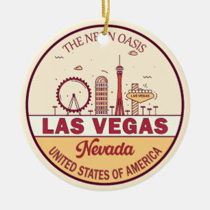 Las Vegas Nevada City Skyline Emblem Julgransprydnad Keramik