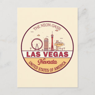 Las Vegas Nevada City Skyline Emblem Vykort