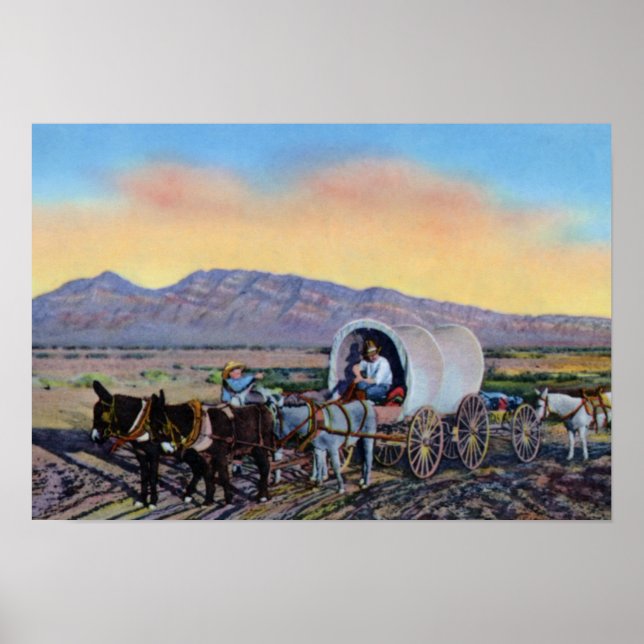 Las Vegas Nevada Desert Prospector Covered Wagon Poster (Framsidan)
