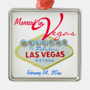 Las Vegas Nevada giftermålfirande Julgransprydnad Metall