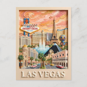 Las Vegas Nevada Impasto Vintage Resor Landmärken Vykort