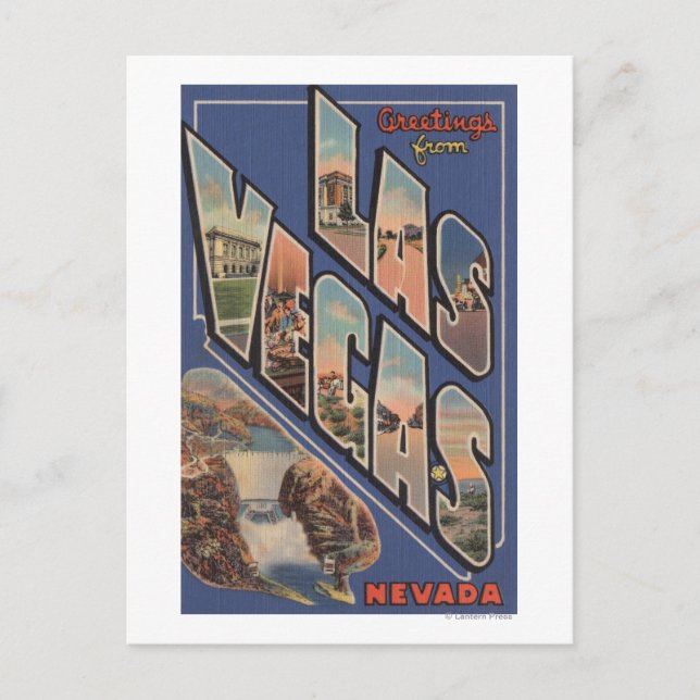 Las Vegas, Nevada - Large Brev Scenes Vykort (Framsida)