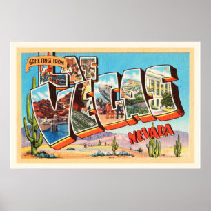 Las Vegas Nevada NV gammal vintage resorsouvenir Poster