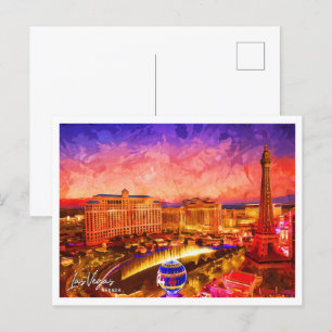 Las Vegas Nevada Oil Paint City Landskap Vykort