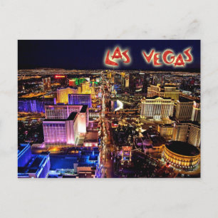 Las Vegas, Nevada på natten - flygvy Vykort