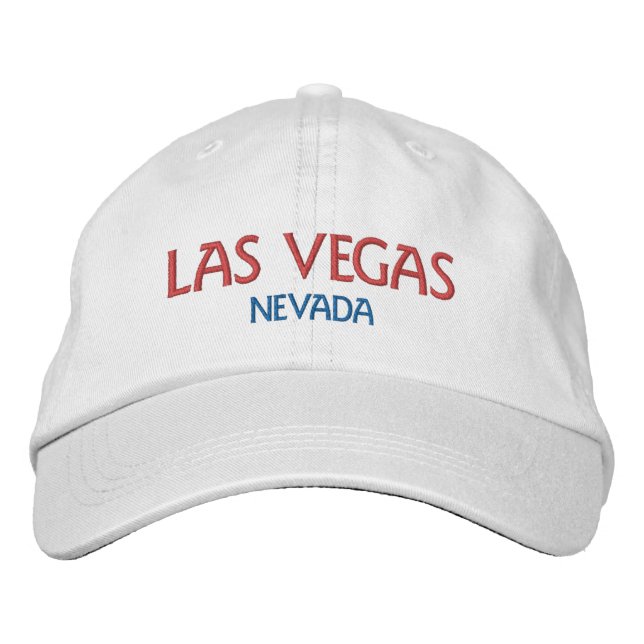 LAS VEGAS NEVADA Red Blue White Cotton Broderad Keps (Framsida)
