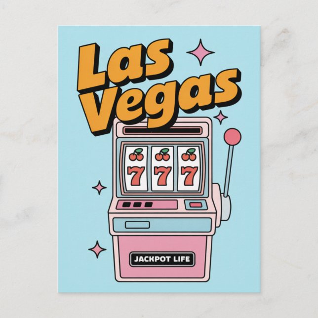 Las Vegas Nevada Retro Slot Machine Jackpot Vykort (Framsida)