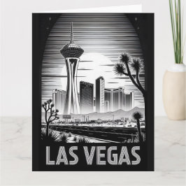 Las Vegas Nevada Siluett Svart Vitt Träsnitt Kort