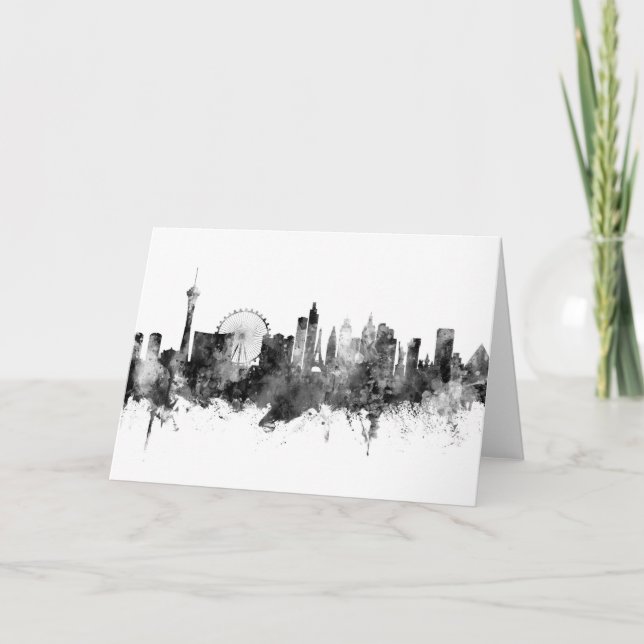 Las Vegas Nevada Skyline Black White Kort (Framsida)