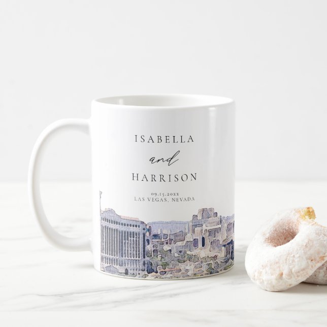 LAS VEGAS NEVADA Skyline Bröllop Namn Kaffemugg (Med munk)