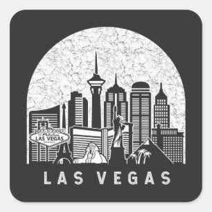 Las Vegas Nevada Skyline Fyrkantigt Klistermärke