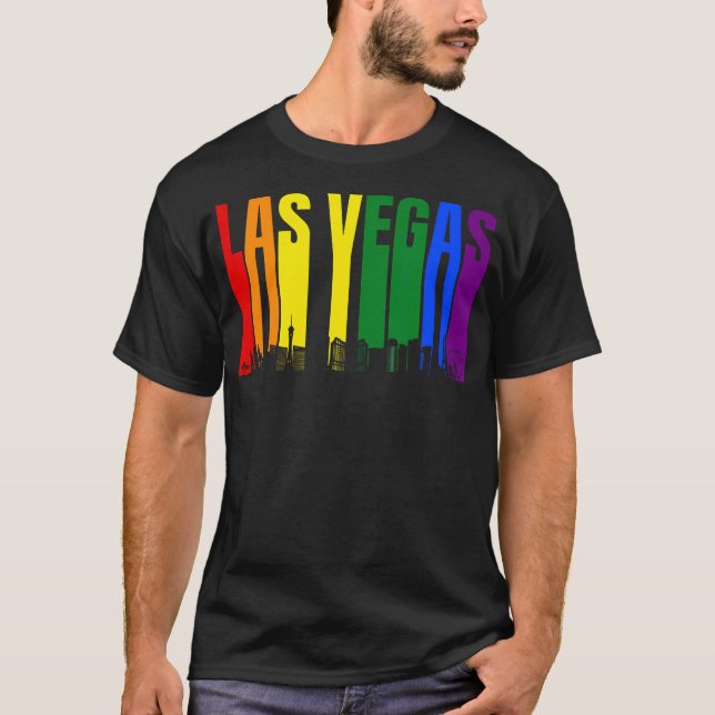 Las Vegas Nevada Skyline Lgbtq Gay pride Rainbow T Shirt (Framsida)