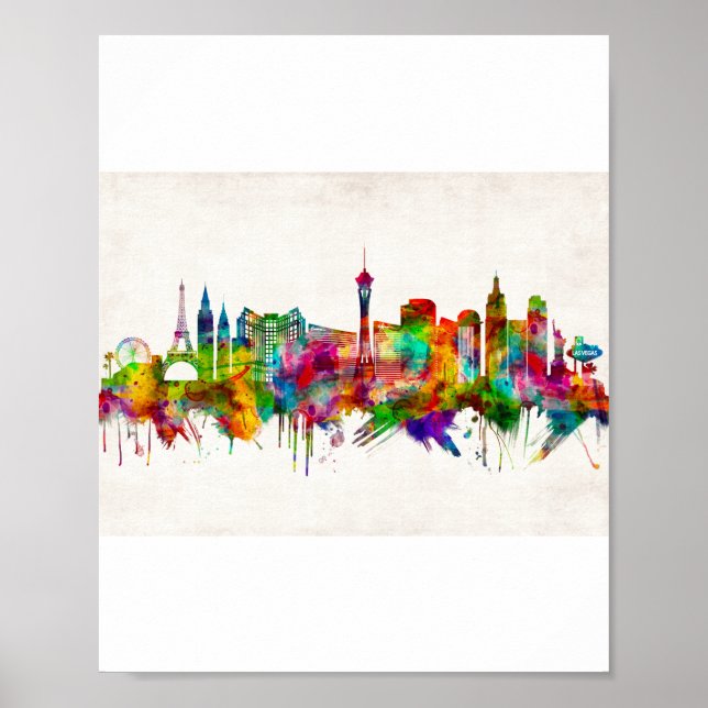 Las Vegas Nevada Skyline Poster (Framsidan)