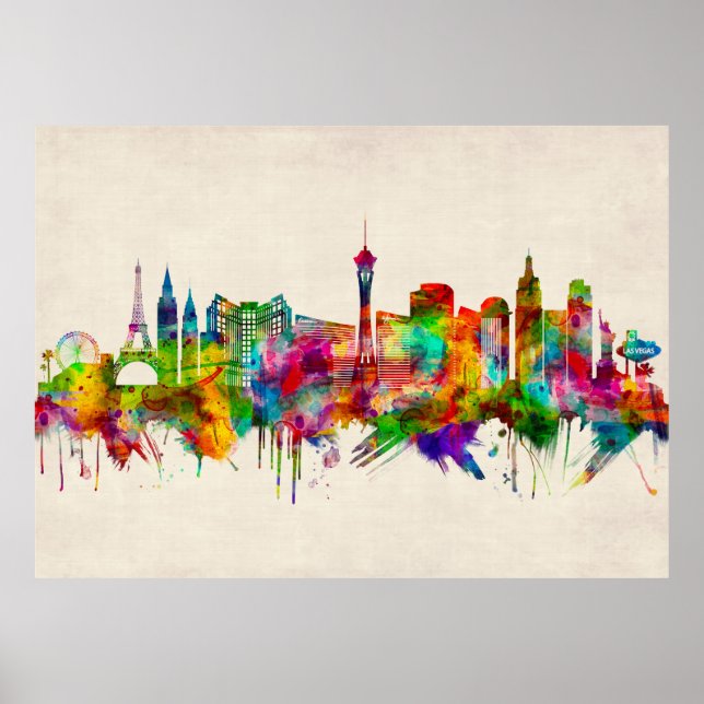 Las Vegas Nevada Skyline Poster (Framsidan)