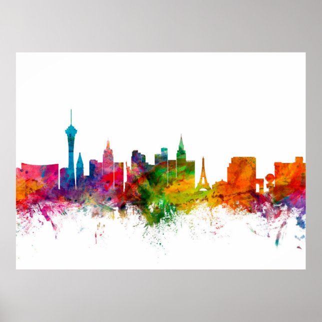 Las Vegas Nevada Skyline Poster (Framsidan)