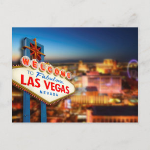 Las Vegas, Nevada skylt framför en stad, foto Vykort