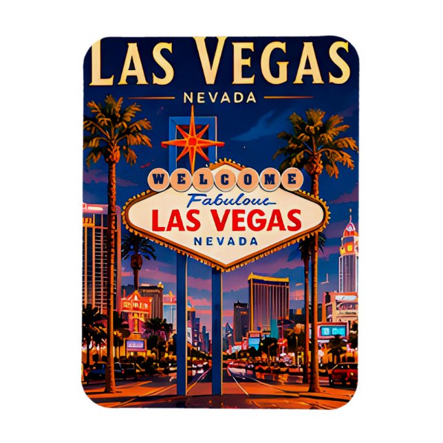 🎰 Las Vegas Nevada Strip Och Silhuett Magnet (Vertikal)
