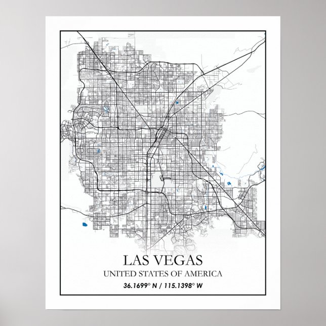 Las Vegas Nevada USA Cities Travel City Karta Poster (Framsidan)