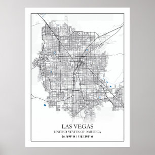Las Vegas Nevada USA Cities Travel City Karta Poster