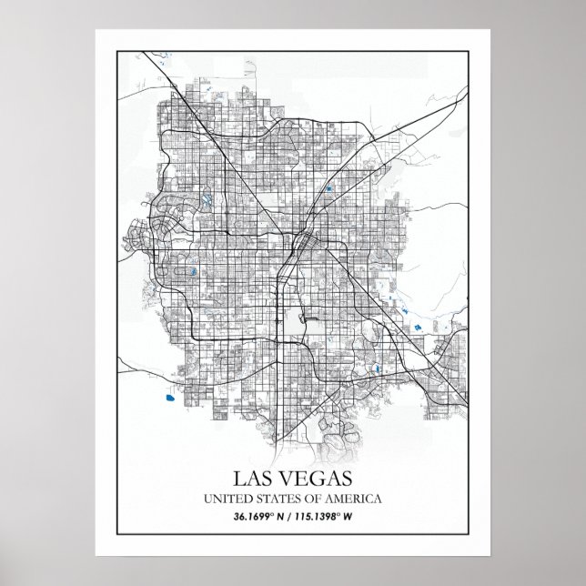 Las Vegas Nevada USA Cities Travel City Karta Poster (Framsidan)