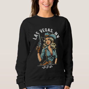 Las Vegas Nevada USA Cowgirl med pistol västerländ T Shirt