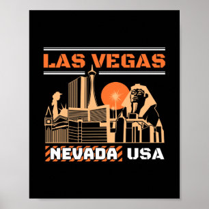 Las Vegas Nevada USA Retro Urban Silhuett Design Poster