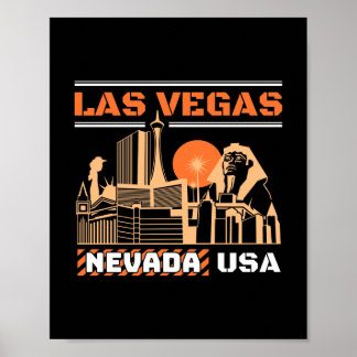Las Vegas Nevada USA Retro Urban Silhuett Design Poster