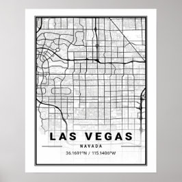 Las Vegas Nevada USA Travel City Karta Poster