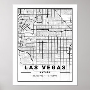 Las Vegas Nevada USA Travel City Karta Poster