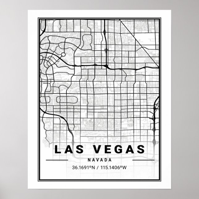 Las Vegas Nevada USA Travel City Karta Poster (Framsidan)