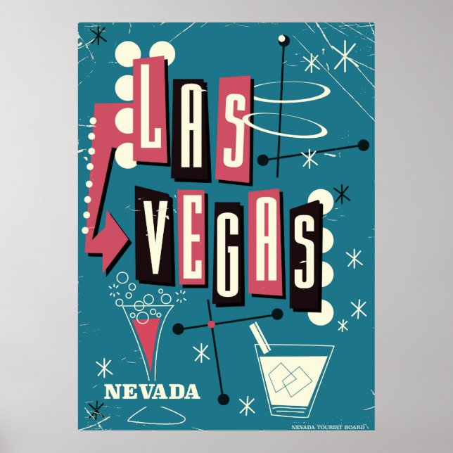 Las Vegas nevada vintage resemålningaffisch Poster (Framsidan)