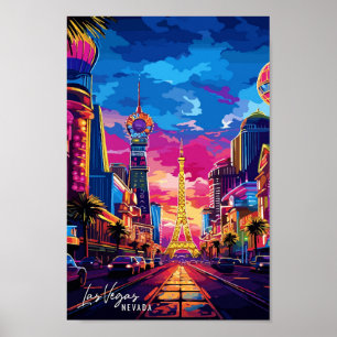 Las Vegas Nevada vintage resor illustration Poster