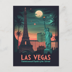 Las Vegas Nevada - Vintage Stadsscen Vykort