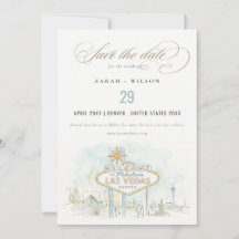 Las Vegas Nevada Watercolor Landscape Wedding