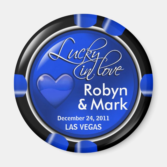 Las Vegas Newlyweds Casino Chip Magnet Favor (Framsidan)