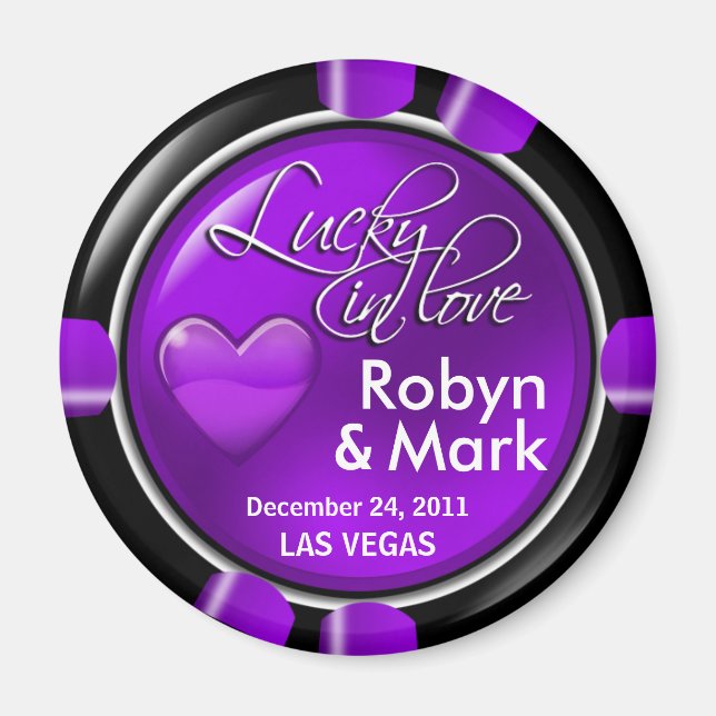 Las Vegas Newlyweds Casino Chip Magnet Favor (Framsidan)