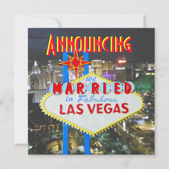Las Vegas Newlyweds Giftermål Photo Announcement Inbjudningar (Framsida)