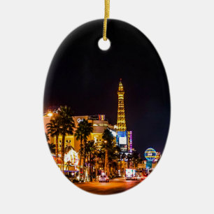 Las Vegas Night Ljus Strip Eiffel Torn Casino Julgransprydnad Keramik