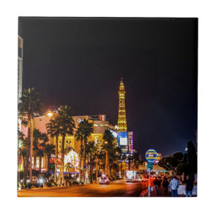 Las Vegas Night Ljus Strip Eiffel Torn Casino Kakelplatta