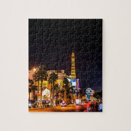 Las Vegas Night Ljus Strip Eiffel Torn Casino Pussel