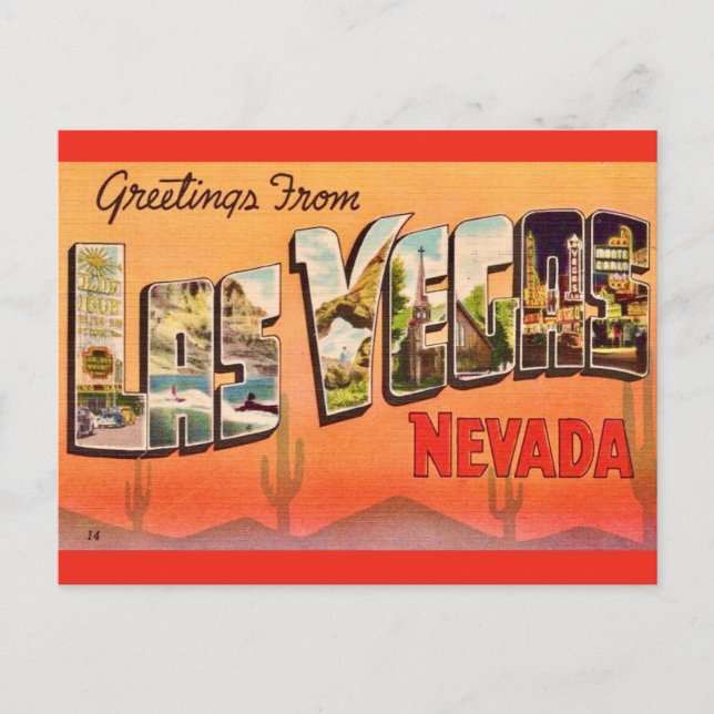 Las Vegas NV Retro Välkomsthälsning Vykort (Framsida)