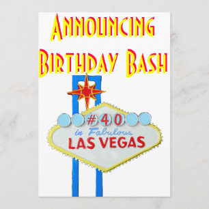 Las Vegas överrrakningfödelsedagsfest 40th Inbjudningar