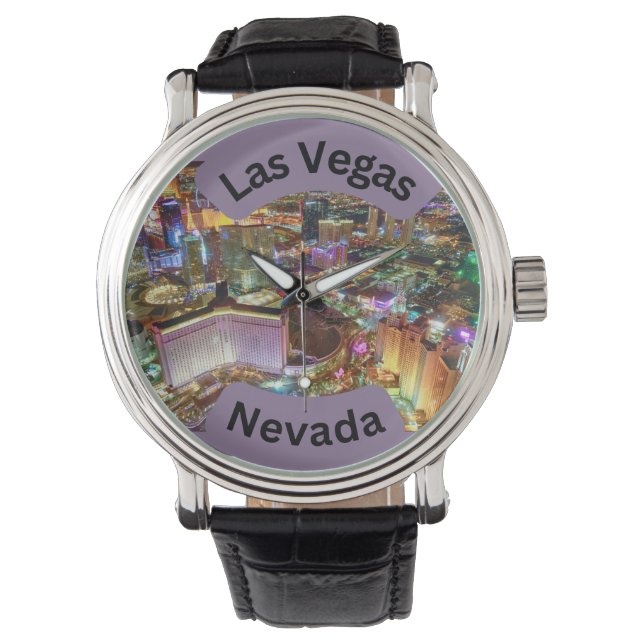 Las Vegas på natten med ljus Nevada Armbandsur (Framsida)