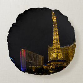Las Vegas på natten Skyline Rund Kudde
