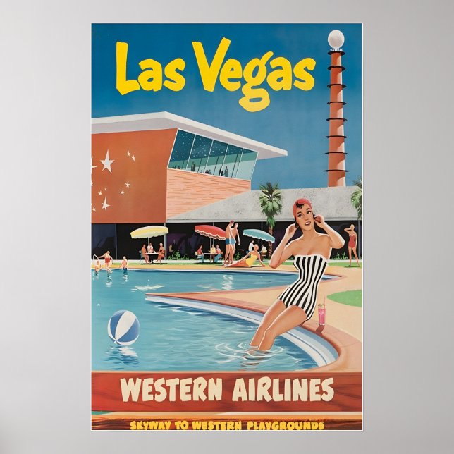 Las Vegas Painting Nevada Art Print Western Travel Poster (Framsidan)
